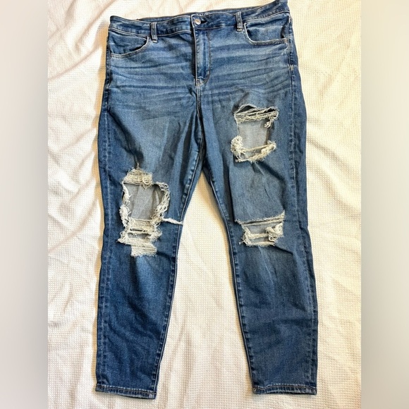 American Eagle Outfitters Denim - American Eagle Next Level Stretch Hi-Rise Jegging Distressed Blue Jeans 18 Short